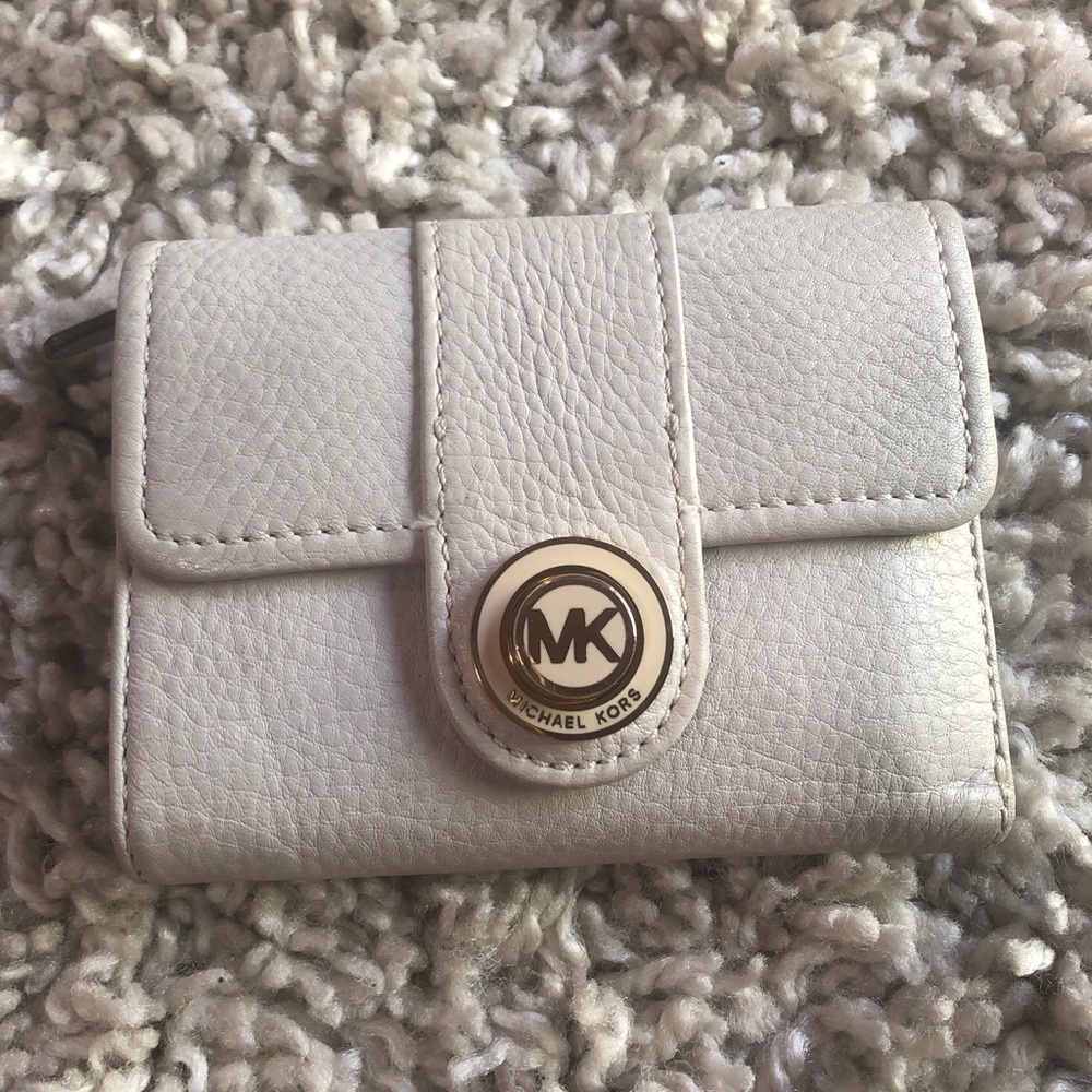 MK beige leather wallet
